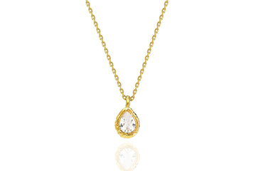 Teardrop Zircon Necklace – 925 Silver or 14K/18K/24K Gold Pendant
