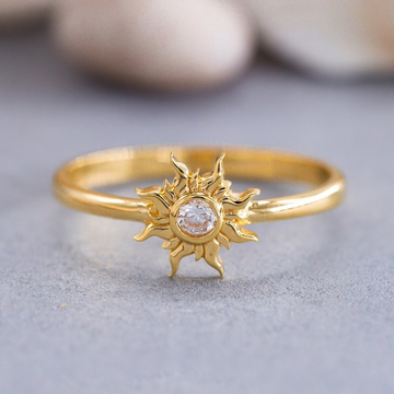 14K Solid Gold Sun Ring