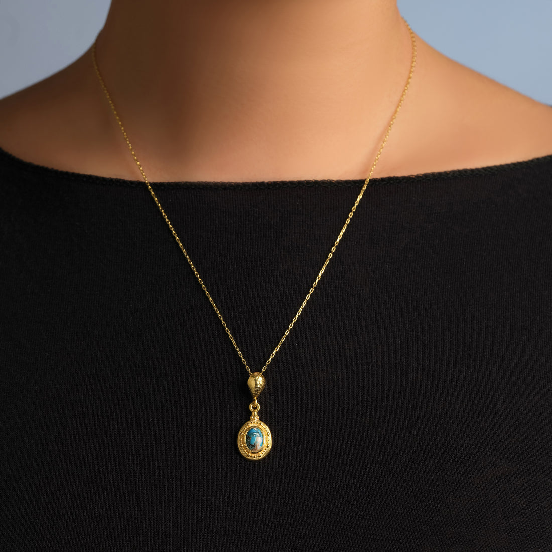 Turquoise Mosaic Medallion Necklace