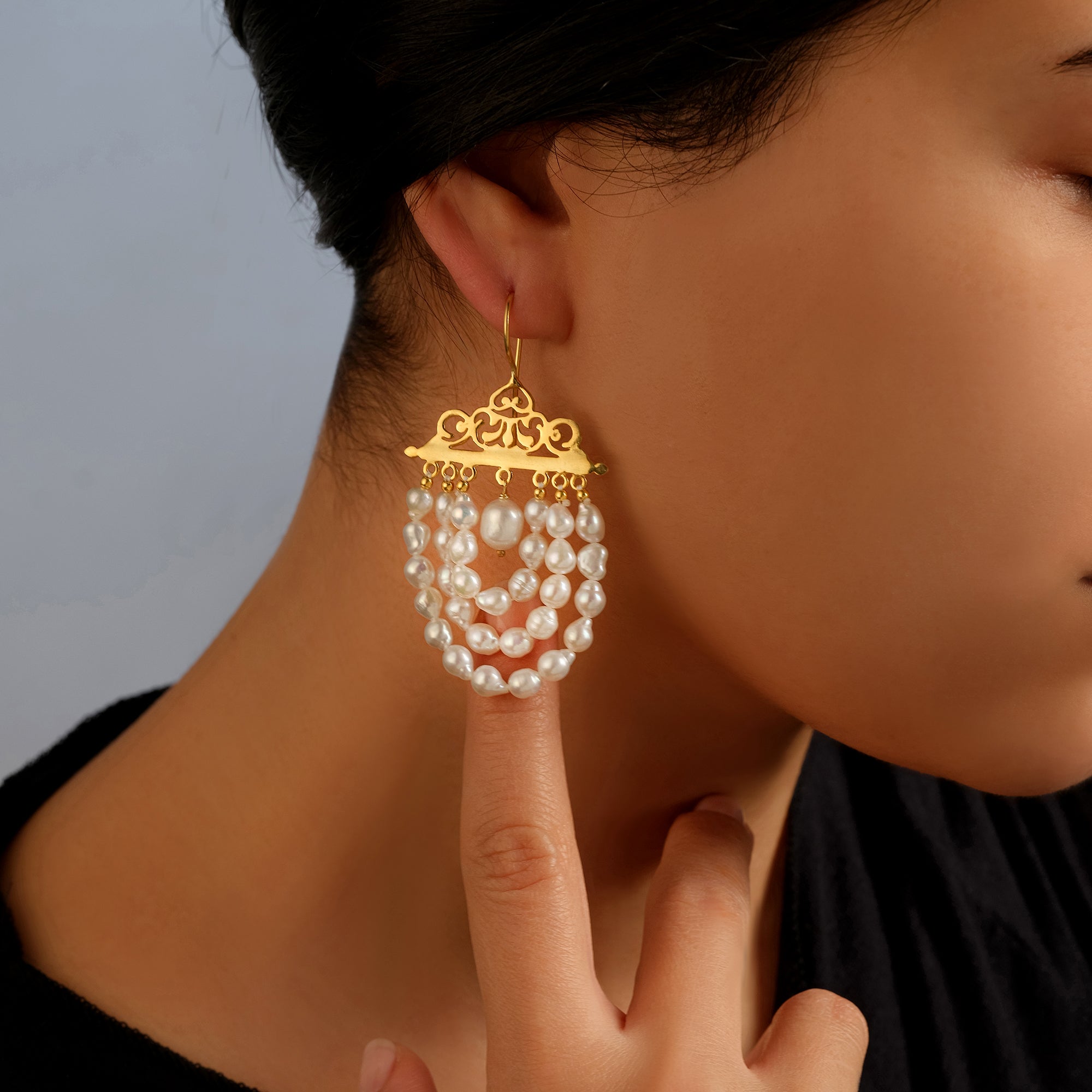 Aurelia Baroque Pearl Chandelier Earrings