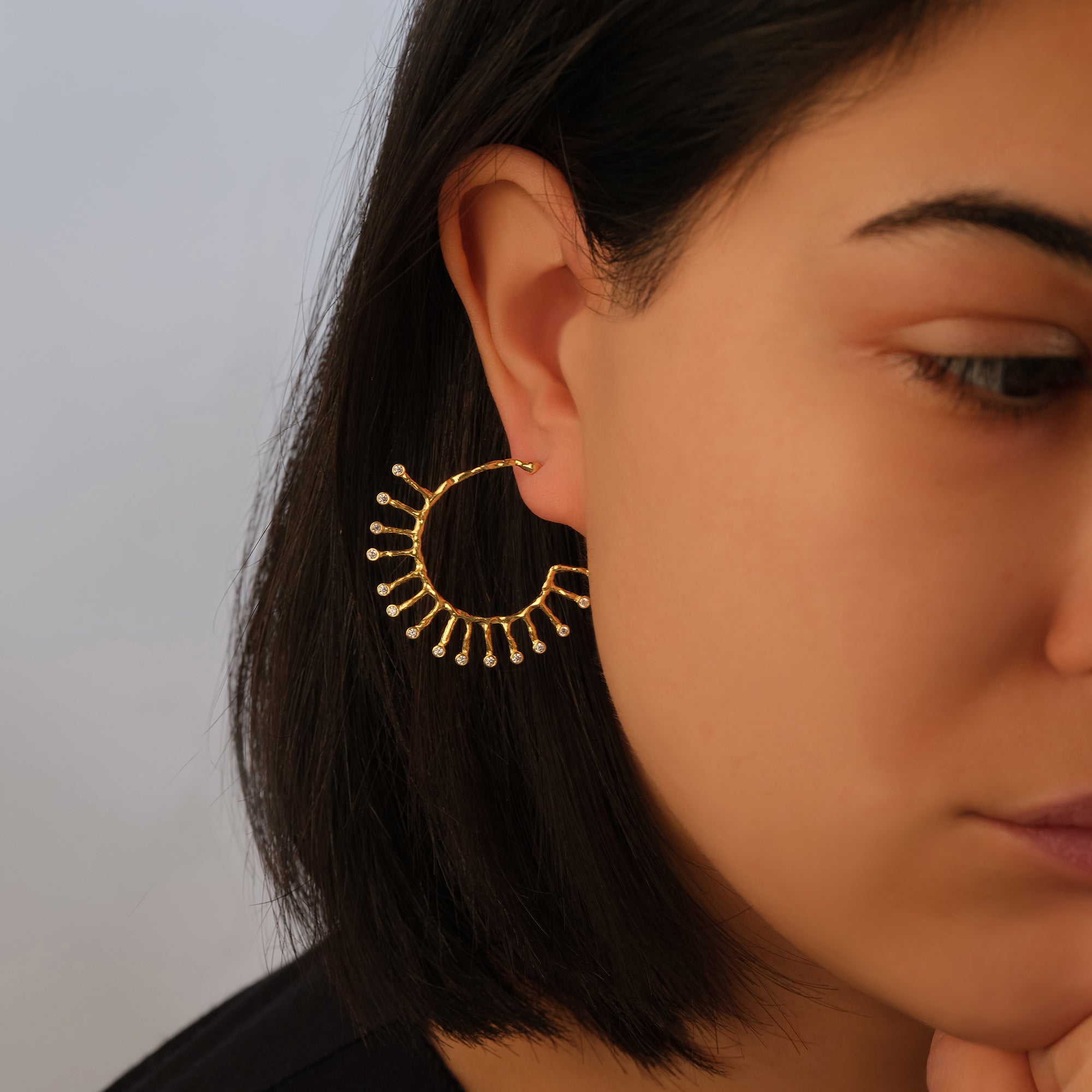 Solaris Radiant Zircon Hoop Earrings