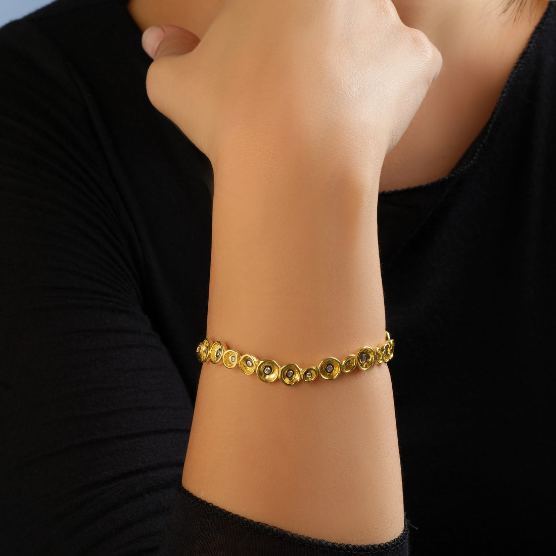 Lunaria Cluster Stone Cuff Bracelet