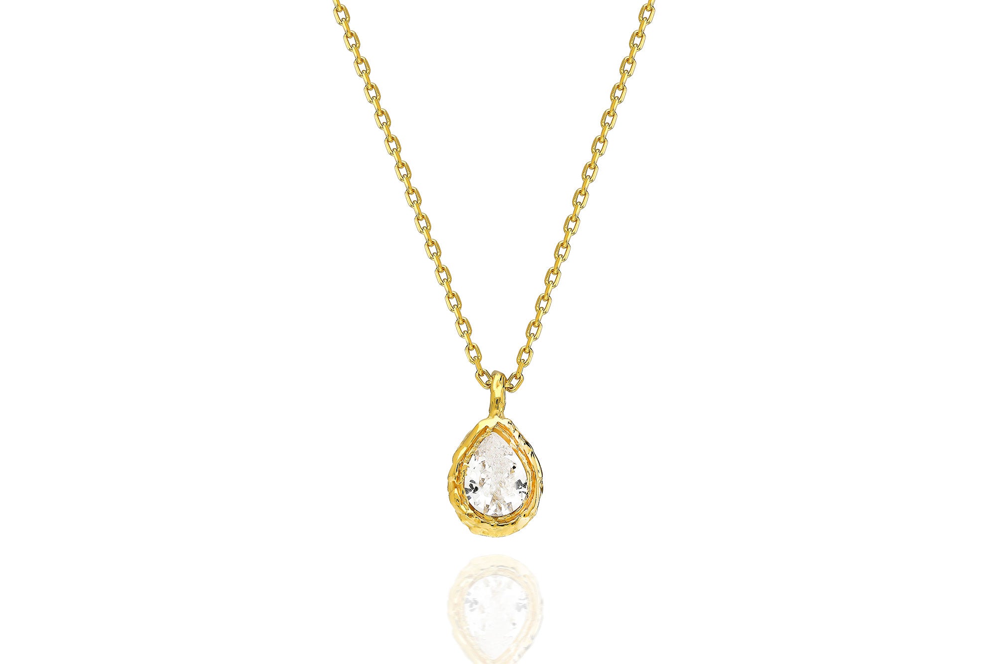 Teardrop Zircon Necklace – 925 Silver or 14K/18K/24K Gold Pendant