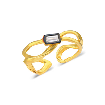 Vesper Noir-Baguette Open Ring