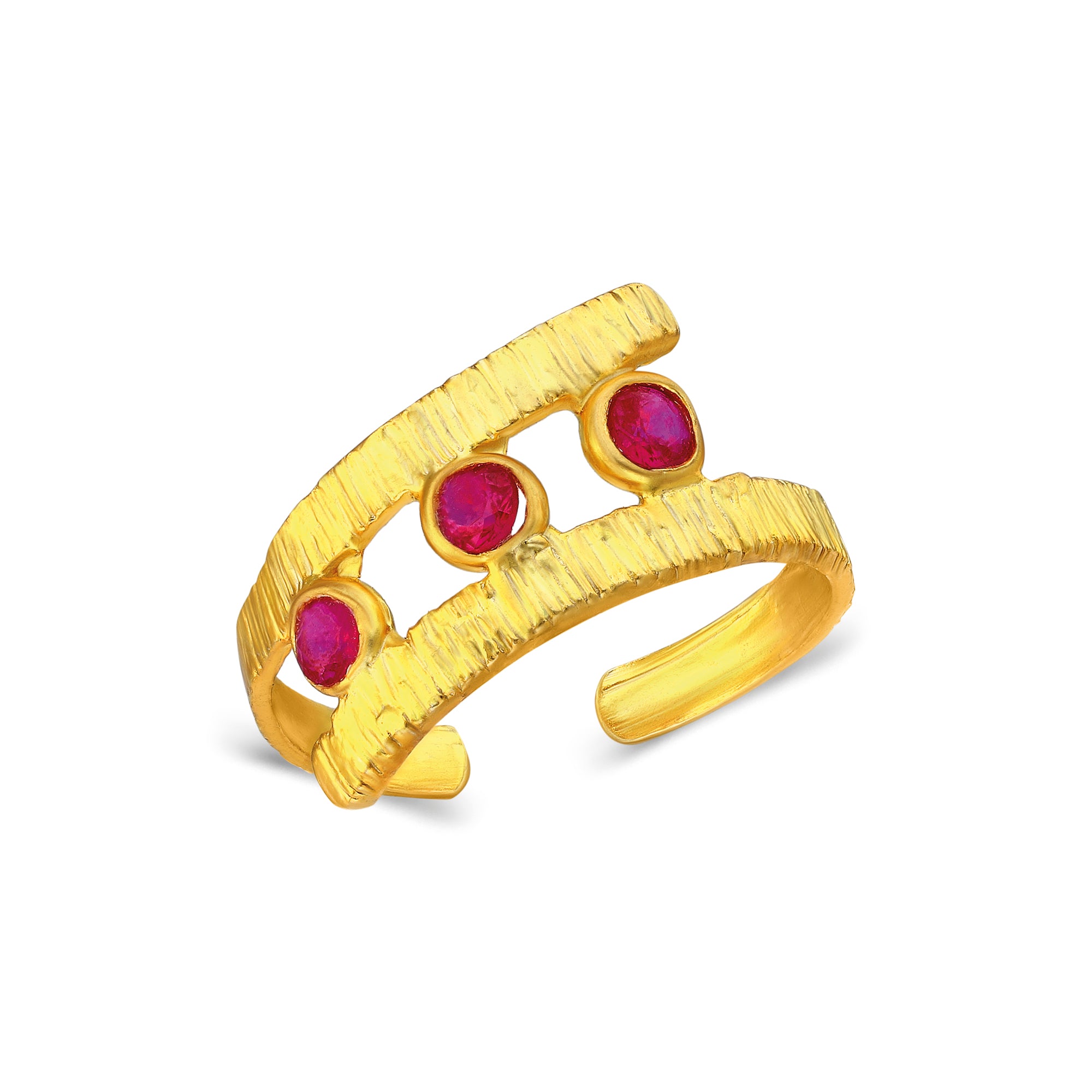 Rivara Triple Red Gem Ring