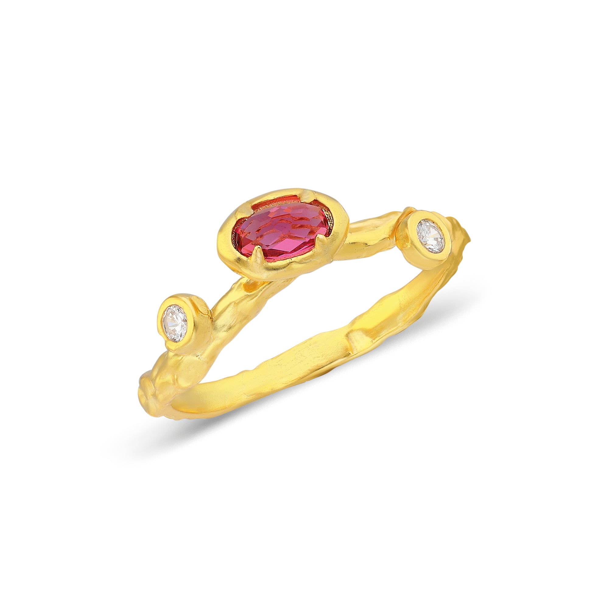 Elowen Pink Zircon Trio Ring