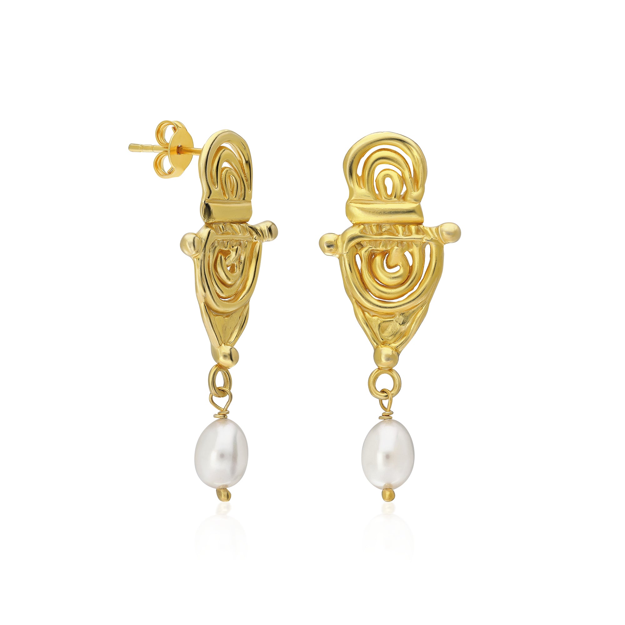 Heliora Sculpted Pearl Drop Earrings