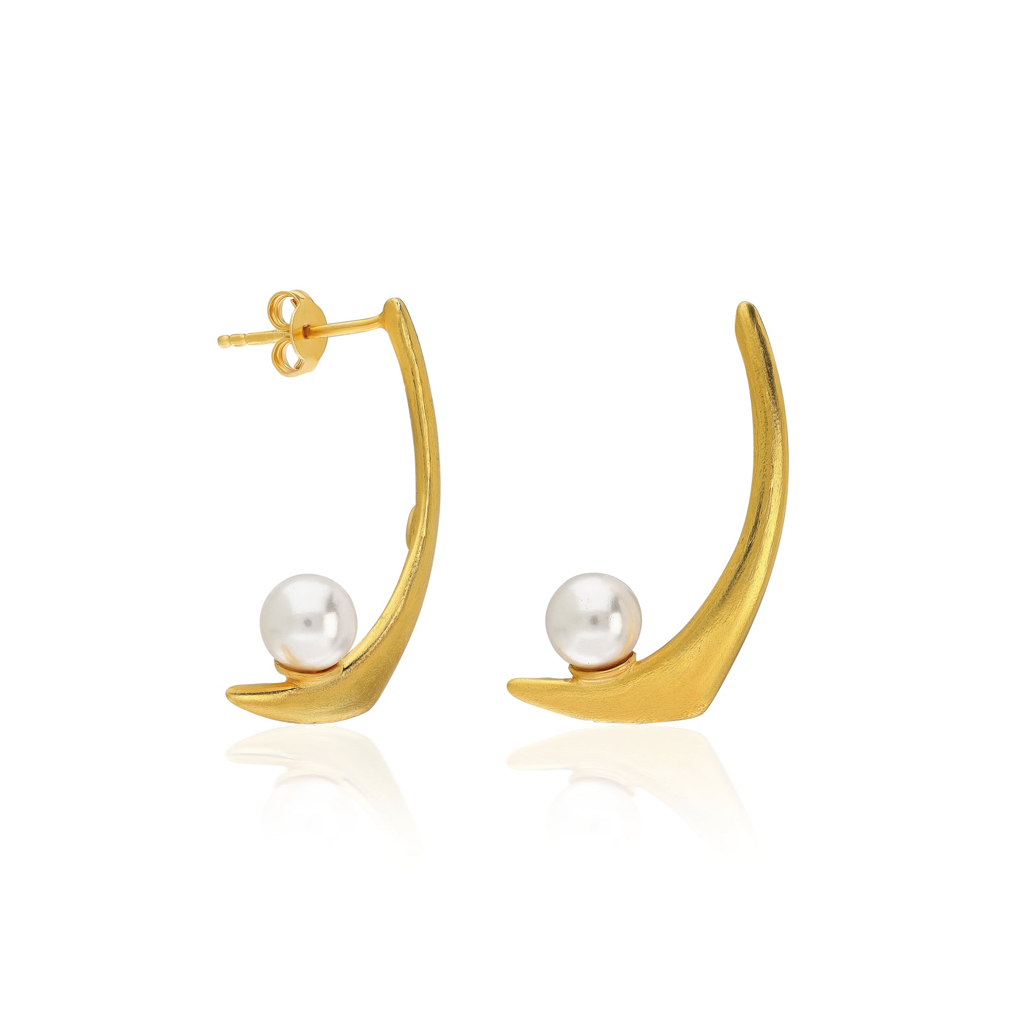 Lunelle Modern Pearl Arc Earrings