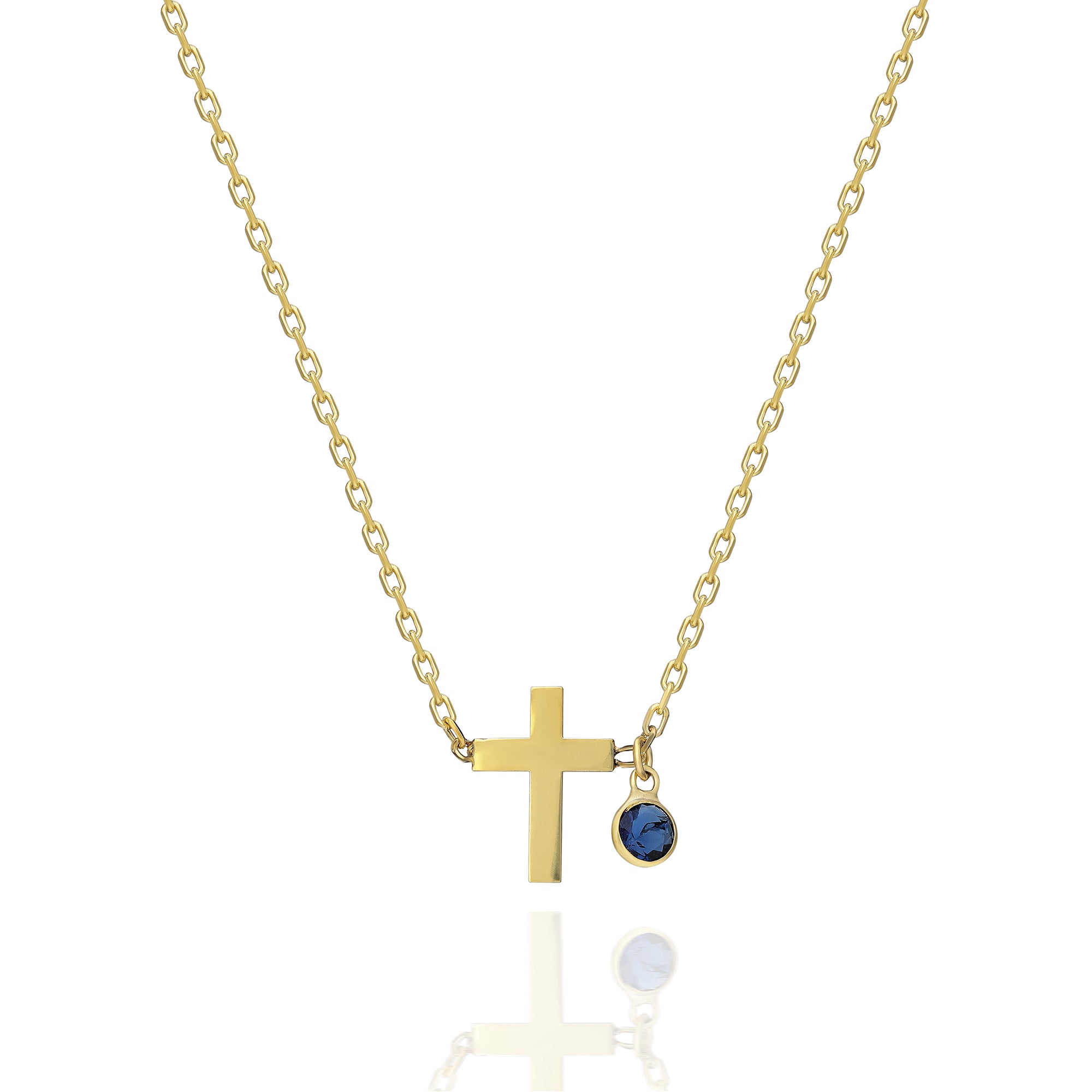 Trio Gem Cross Necklace