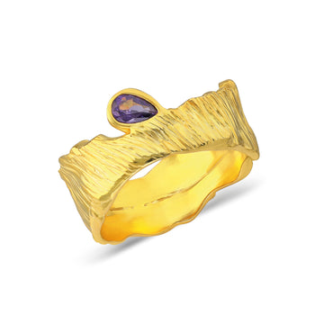 Astraea Textured Amethyst Ring