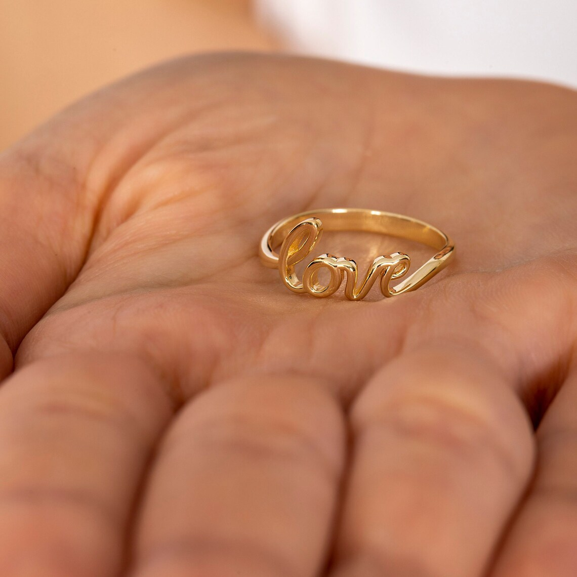 14K Solid Gold Love Ring