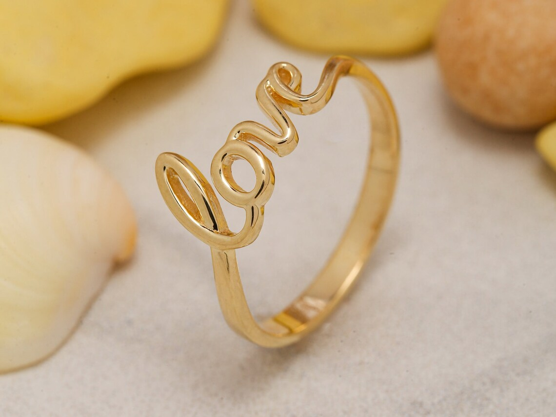 14K Solid Gold Love Ring