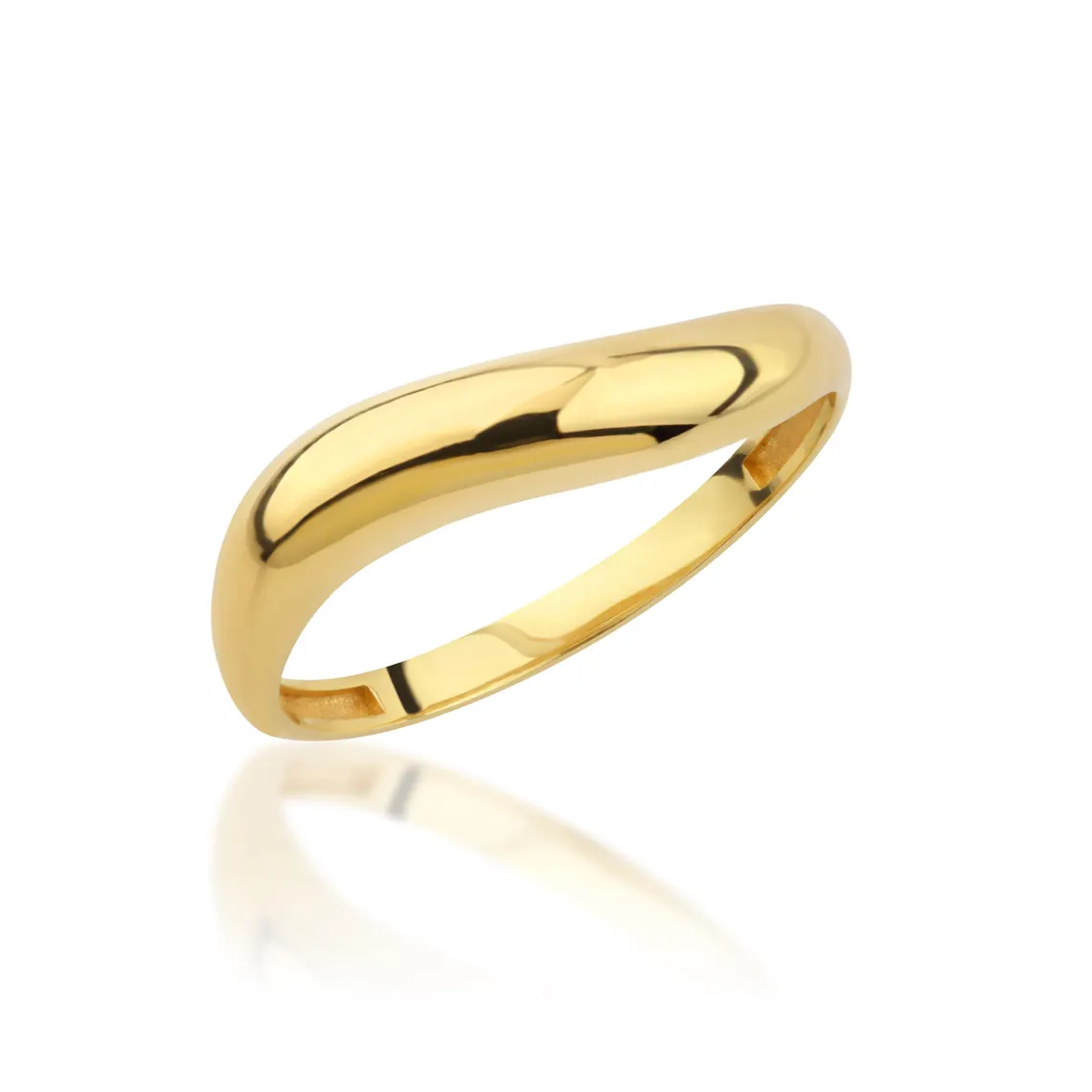 14K Solid Gold Curved Dome Ring