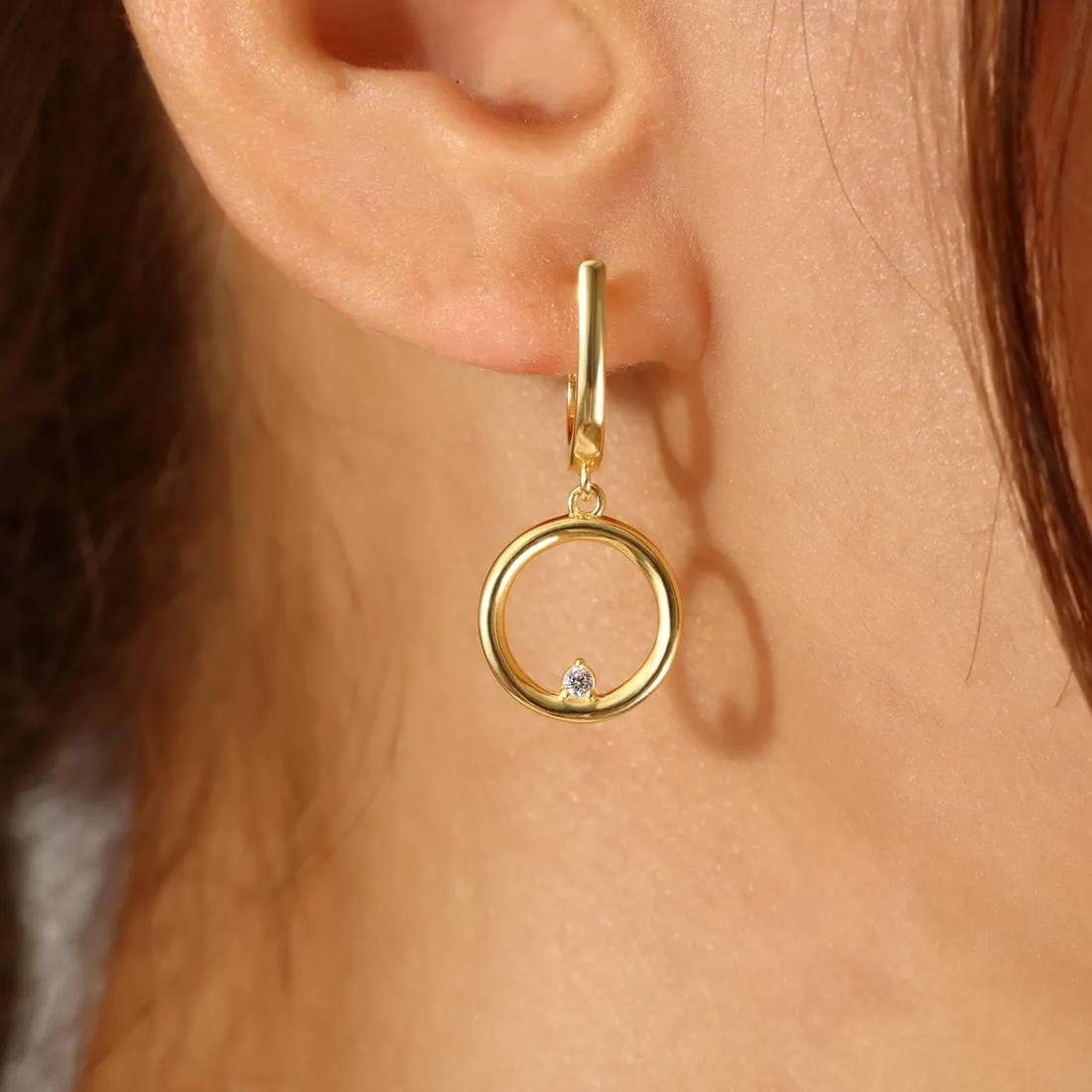 Solid Gold Circle Earrings
