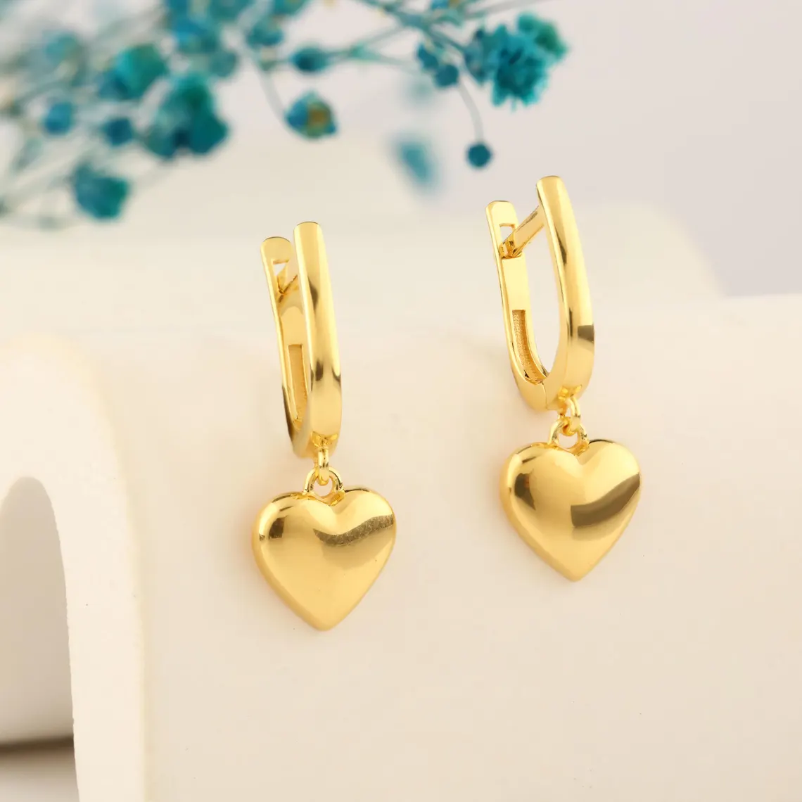 Solid Gold Heart Earrings