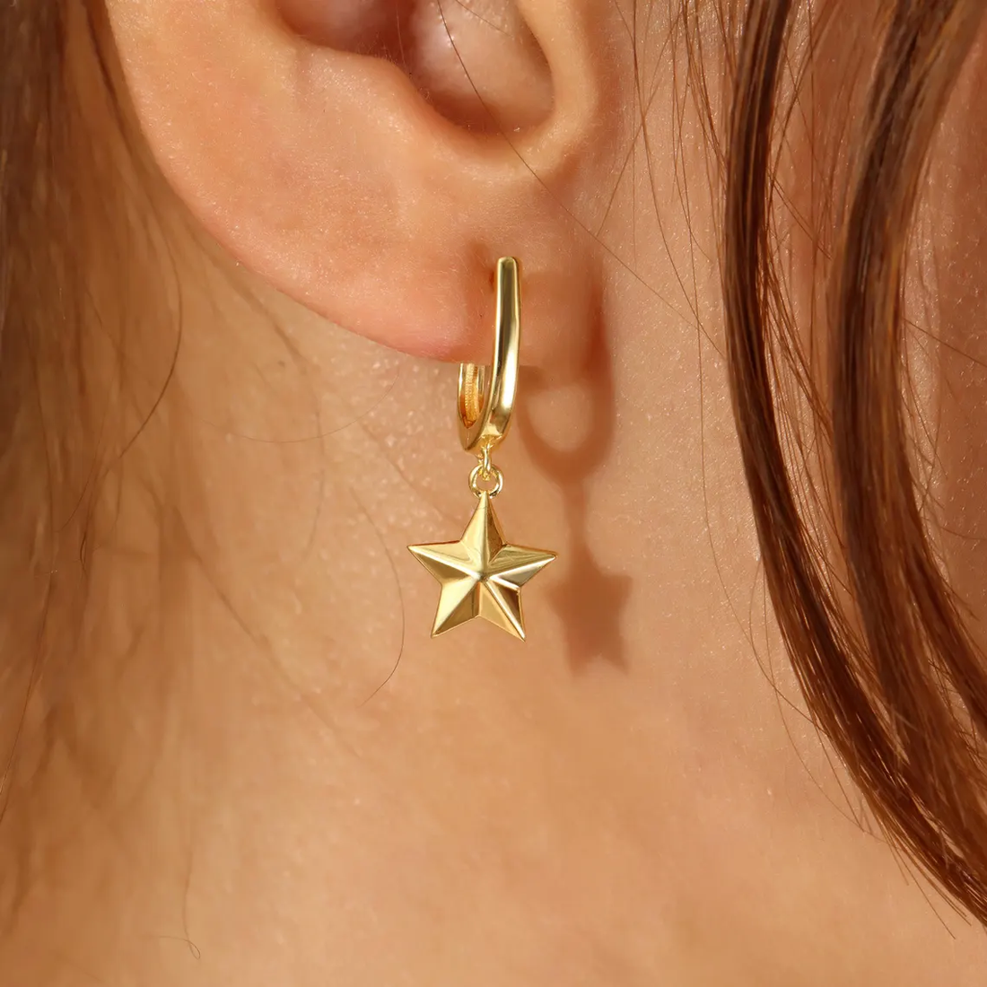 Solid Gold Star Earrings